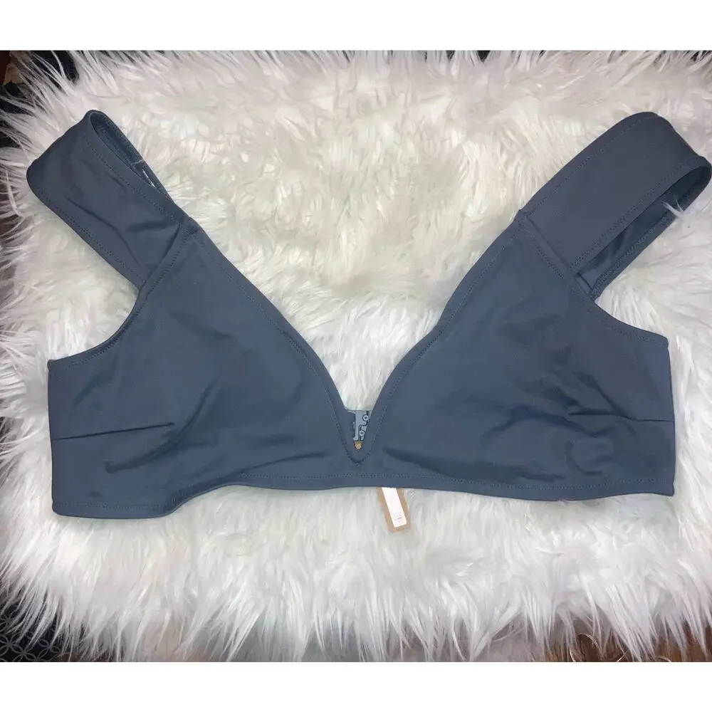 SKIMS Size 4X Sculpting Swim Off Shoulder Bikini Top Gunmetal Gray NWT